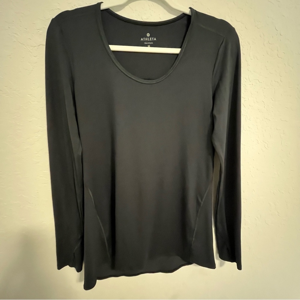 Athleta Women’s Scoop Neck Long Sleeve Shirt Activewear Black